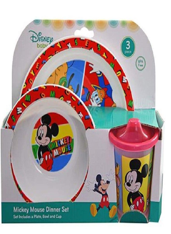 Mickey Mouse 3pc PP Dinner Set in Open Box (Plate, Bowl and Cup)
